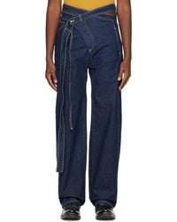 OTTOLINGER - Ssense Exclusive Blue Signature Wrap Jeans - Lyst