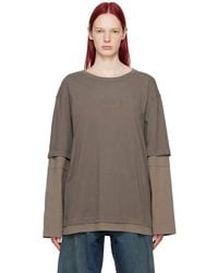 MM6 by Maison Martin Margiela - Taupe Layered Long Sleeve T-Shirt - Lyst