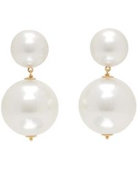 NUMBERING - Boucles d'oreilles pendantes #9122 blanc et doré à perles - Lyst