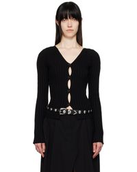 Acne Studios - ブラック ボタンアップ リブ カーディガン - Lyst