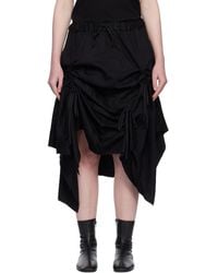 Yohji Yamamoto - Gathered Denim Midi Skirt - Lyst