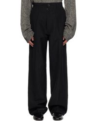 Maison Margiela - ブラック ピンストライプ リネン＆ウール トラウザーズ - Lyst