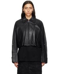 WOOYOUNGMI - Black Cropped Leather Jacket - Lyst
