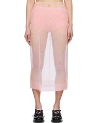 Simone Rocha - Jupe Crayon Midi Transparente Rose À Fente - Lyst