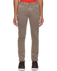 Zegna - Taupe Garment-dyed Jeans - Lyst