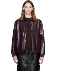 Courreges - Burgundy Vinyl Bomber Jacket - Lyst