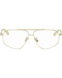 Bottega Veneta - Gold Aviator Glasses - Lyst