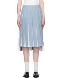 Thom Browne - Pleated Denim Midi Skirt - Lyst
