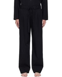 Tekla - Pantalon De Pyjama Noir En Popeline À Garnitures À Rayure - Lyst