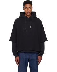 Jean Paul Gaultier - Pull À Capuche Surdimensionné Noir À Monogramme - Lyst
