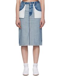 MM6 by Maison Margiela - Faded Denim Midi Skirt - Lyst