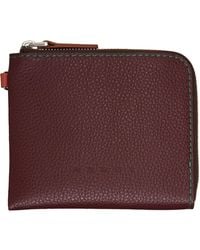 Marni - Burgundy Contrast Stitching Leather Zip Wallet - Lyst