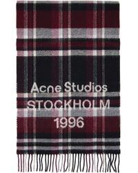 Acne Studios - Burgundy Logo Fringe Scarf - Lyst