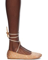 AMINA MUADDI - Ane Crystal Lace Up Ballerina Flats - Lyst