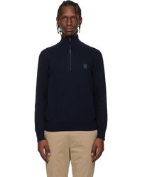 BOSS - Zip-Neck Cotton & Cashmere Sweater - Lyst
