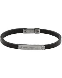 Saint Laurent Black Id Plaque Bracelet