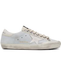 Golden Goose - Gray & White Super-star Suede Sneakers - Lyst