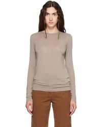 NOTHING WRITTEN - Taupe Aima Wool Long Sleeve T-Shirt - Lyst