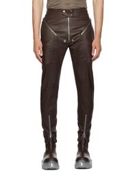 Rick Owens - Brown Easy Strobe Leather Cargo Pants - Lyst