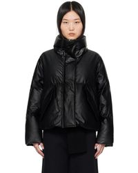 MM6 by Maison Martin Margiela - Blouson matelassé noir en cuir synthétique rembourré en duvet - Lyst