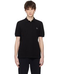 Fred Perry - F perry polo noir à logo brodé - Lyst