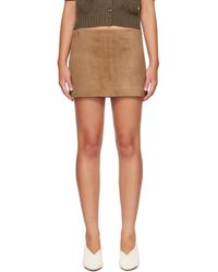 KHAITE - Tan Jett Suede Miniskirt - Lyst