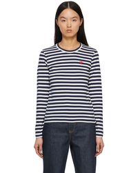 COMME DES GARÇONS PLAY - Comme Des Garçons Play Striped Small Heart Patch Long Sleeve T-shirt - Lyst
