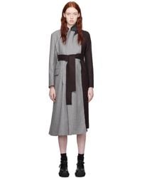 Sacai - Gray Striped Trench Coat - Lyst