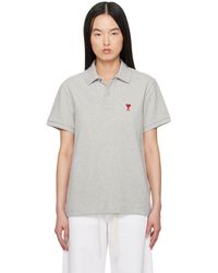 Ami Paris - グレー Ami De Coeur コットン ポロシャツ - Lyst