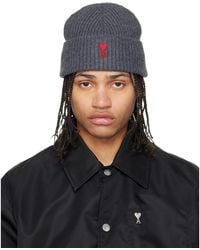 Ami Paris - Wool Contrasted Ami De Coeur Beanie - Lyst