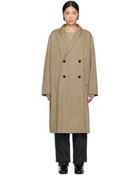 Lemaire - Beige Wrap Collar Trench Coat - Lyst