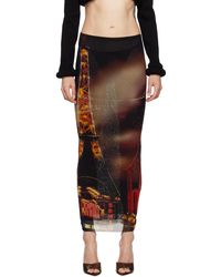 Jean Paul Gaultier - Jupe longue noir et rouge à motif pigalle - fashion fiction - Lyst