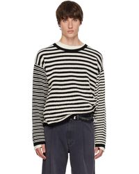 KAMIYA - Pull Noir Et Blanc En Tricot À Rayures - Lyst