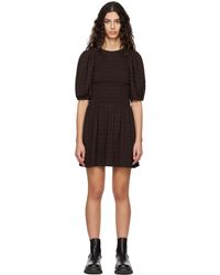 Ganni - Brown Smock Minidress - Lyst