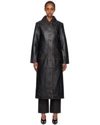 REMAIN Birger Christensen - Black Semi-fitted Leather Coat - Lyst