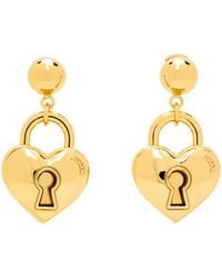 Moschino - Gold Heart Lock Earrings - Lyst