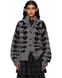 OPEN YY - Hound's Tooth Star Cowichan Cardigan - Lyst