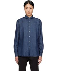Zegna - Blue Buttoned Denim Shirt - Lyst