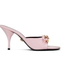 Versace - Opera Bow Patent Mule Heeled Sandals - Lyst