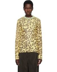 Stanley Raffington - Leopard Print Plated Knit Crewneck Sweater - Lyst