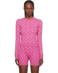 Marine Serre - Moon Jacquard Knit Fitted Crewneck Sweater - Lyst