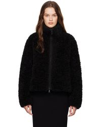 Moncler - Blouson Bridoire Noir En Peau Retournée Synthétique Rembourré En Duvet - Lyst