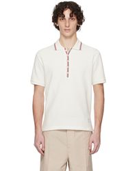 Thom Browne - Off- Cotton Waffle Rib Cuff Polo - Lyst