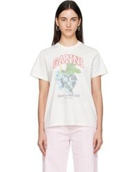 Ganni - Off- Basic Cotton Jersey Grapes Relaxed T-Shirt - Lyst
