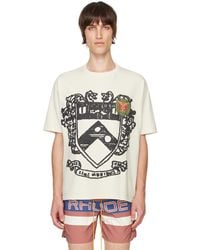 Rhude - T-Shirt Blanc Cassé À Armoirie - Lyst
