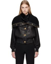 Balmain - Lambskin & Knit Bomber Jacket - Lyst