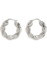 Bottega Veneta - Silver Pillar Twisted Hoop Earrings - Lyst