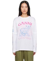 Ganni - Cat Long Sleeve T-shirt - Lyst