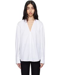 TOTEME - Chemise Blanche À Col En V - Lyst