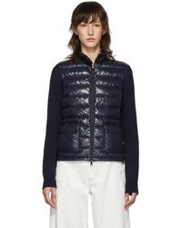 Moncler Navy Down Knit Jacket - Blue